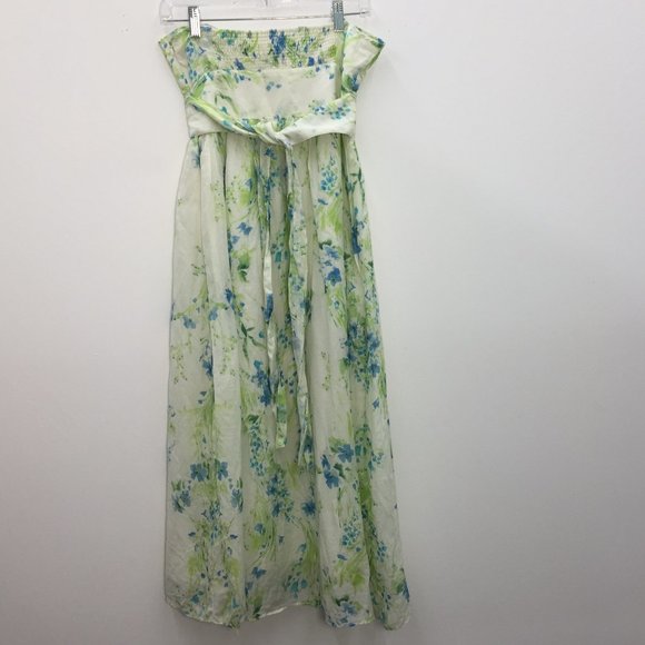 Zara Dresses & Skirts - Zara Halter Green Floral Neck Strap Maxi Dress
